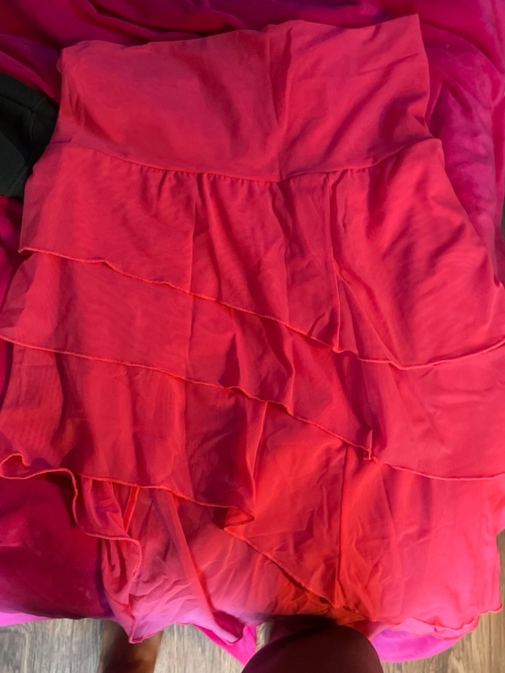VENUS Hot Pink Asymmetrical Tiered Ruffle Dress
